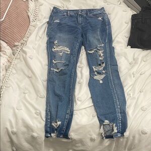 Distressed Blue Jeans